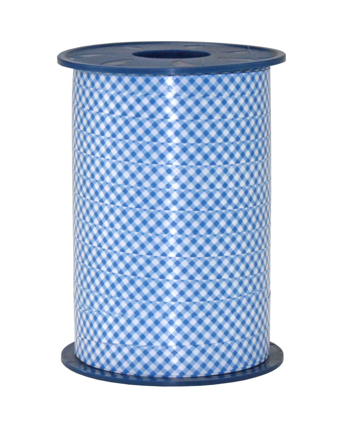 PRÄSENT - Checked Curling Ribbon Blue 10 mm width, 250 m length — image 1