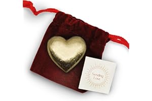 LUENE Gold Heart Love Token Keepsake Lucky Charm - Pocket Get Well Soon, Thinking of You, Good Luck, Miss You Pendant - Cheer up, Comfort, Sympathy for Family, Friends, Men and Women