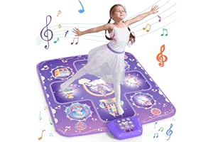 GirlsHome Dance Mat - Unicorn Toys for Girls Electronic Dance Pad with 5 Game Modes, Built-In Music, Touch Sensitive Light Up LED Kids Musical Mat, Christmas & Birthday Gift for Toddler Girls 3-12