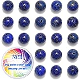 NCB 100PCS 8mm Natural Lapis Lazuli Beads Gemstone Round Loose Stone Beads Spacer Beads for Jewelry Making with Crystal Stretch Cord (Lapis Lazuli, 8mm 100Beads)