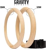 GRAVITY FITNESS Wooden Gymnastic Rings 28mm with Adjustable Straps Buckle view 8