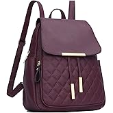 KKXIU Quilted Trendy Leather Backpack Purse for Women and Ladies Shoulder Travel Daypacks Bags (Wine)