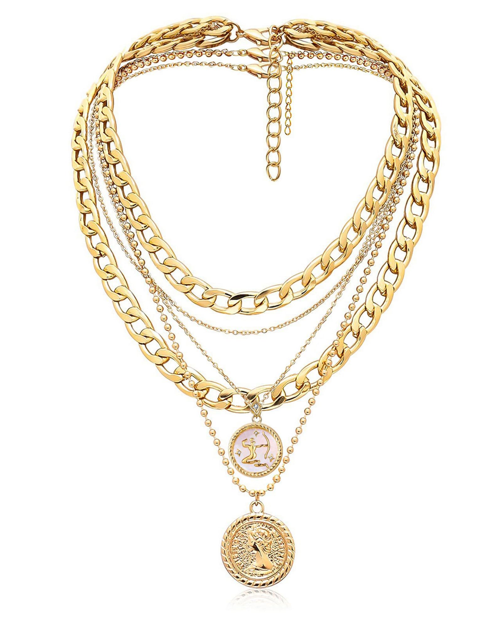 MJartoria Gold Layered Necklaces for Women Trendy