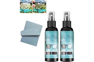 HONGMENG 2PC- Scratch Remover for Eyeglasses, 100ml- Repair Lens Scratch Remover, Lens Scratch Remover, Cleaning Spray for Sunglasses Screen Cleaning Tool with 2 Glasses Cloths