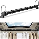 Car Clothes Hanger Bar, Adjustable 35-60 Inch Vehicle Garment Rod, Heavy Duty Travel Clothes Organizer for Cars, SUVs, Vans &amp; Trucks, Non-Slip Rings Keep Clothes Secure