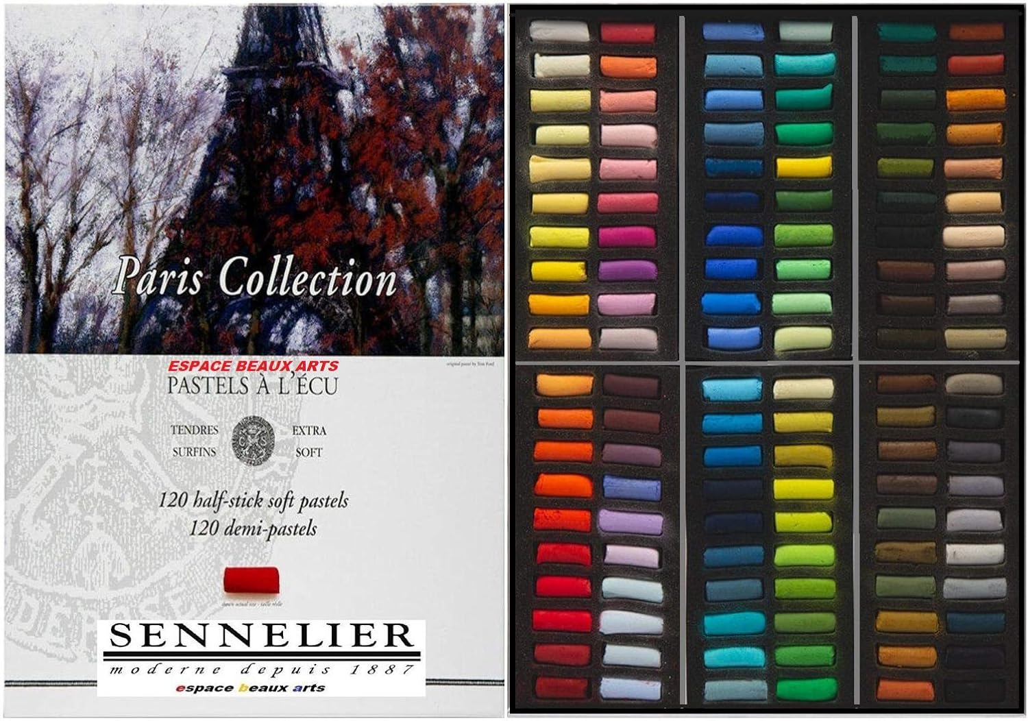 Sennelier 120 Demi Pastels secs,Sennelier Pastels tendres à l'écu,Paris (Import France) Espace