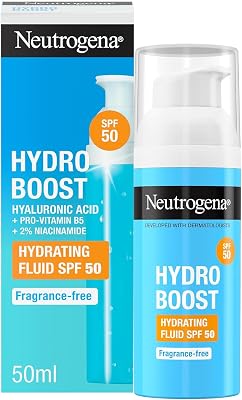 Hydro Boost Fluido Hidratante SPF 50, Crema Solar Facial, 50 ml