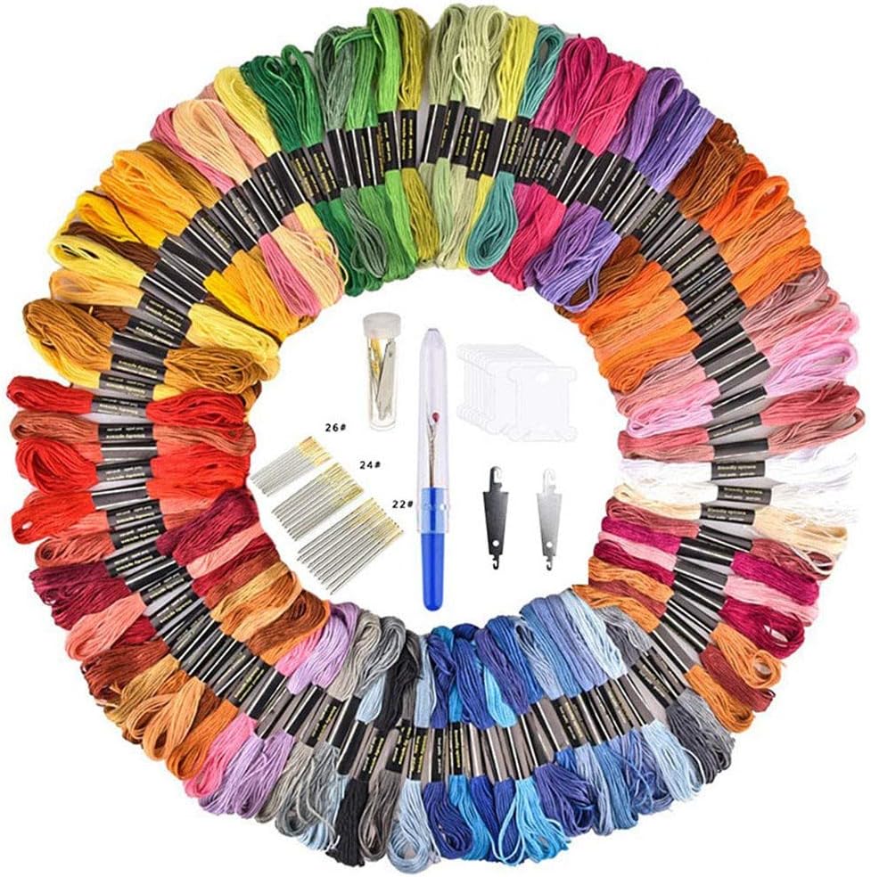 jieGorge Home DIY, Embroidery Floss 100 Skeins Rainbow Color Embroidery Thread Cross Stitch Floss, Funny Handwork
