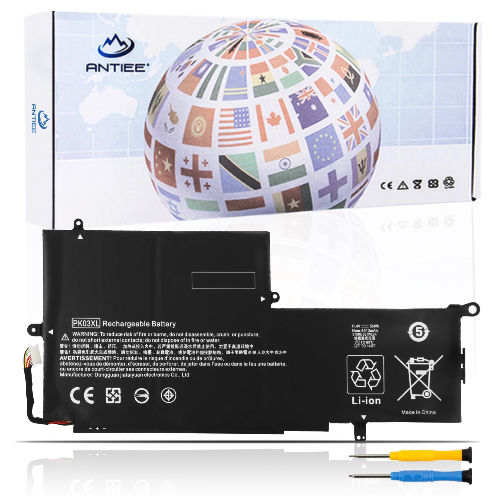 ANTIEE PK03XL Laptop Battery Compatible with HP Spectre 13 Pro X360 G1 G2 13-4000 13-4100 13-4200 Series 13-4003dx 13-4005dx 13-4103dx 13-4020ca 13-4105dx 11.4V 56Wh HSTNN-DB6S 789116-005 788237-2C1