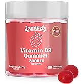 Droppels Vitamin D3 Gummies 2000 IU – Extra Strength, Vegetarian, Pectin Plant-Based Vitamin D Gummies for Bone Health Support – Juicy Strawberry Flavor, 60 Count (1-Month Supply)
