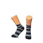 Renew Fibres Men’s Ankle Socks – Jeans Sky, Purple Turquoise & Yellow Red Stripes, 3 Pair Pack – Breathable Cotton Blend, US Shoe Size 6–12