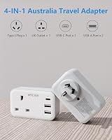 Mscien UK to Australia Plug Adapter 4 in 1 with 3 USB Type I view 2