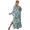 RanRui Women Geometric Print Kaftan Dresses Caftans Loungewear Beach Cover Up Dress Soft House Dresses
