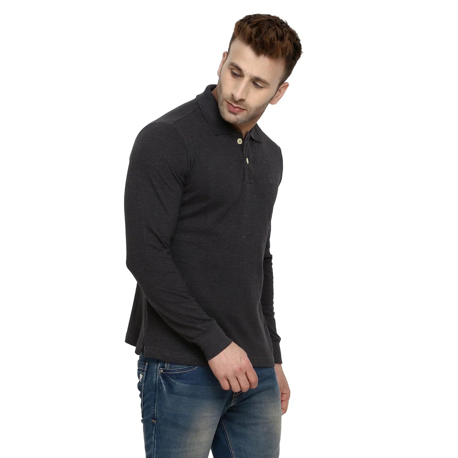 chkokko men's cotton full sleeve polo t-shirt