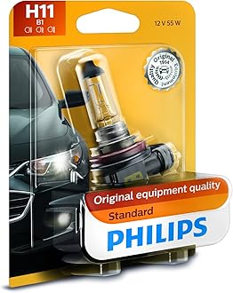 Philips12362B1 H11 Standard Halogen Replacement Headlight Bulb, 1 Pack