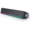Computer Speakers, Hi-Fi Sound Quality Computer Sound Bar, Bluetooth 5.0 & 3.5mm Wired PC Speakers with 4 Dynamic Lighting Modes, USB Powered Speakers for PC, Desktop, Laptops, Phones, Monitors, Xbox