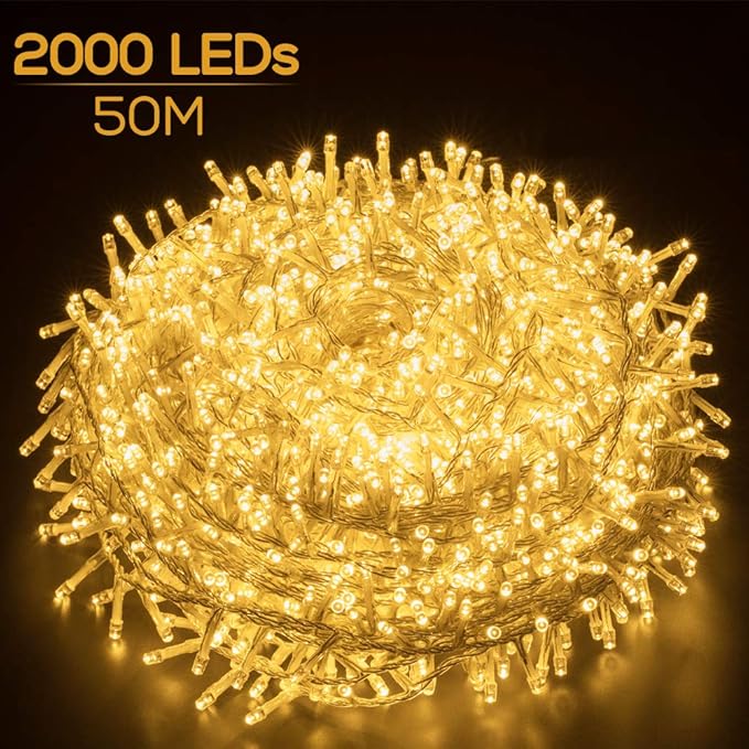 Elegear Luci Natale Esterno 50M 2000 LEDs Impermeabile Catena Luminosa LED Illuminazione di