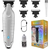 KEMEI PG2299 Beard &amp; Hair Trimmer for Men Zero Gapped Hair Clippers for Men | Cordless T-Blade Trimmers for Barbers, 7500 RPM Motor, Gray