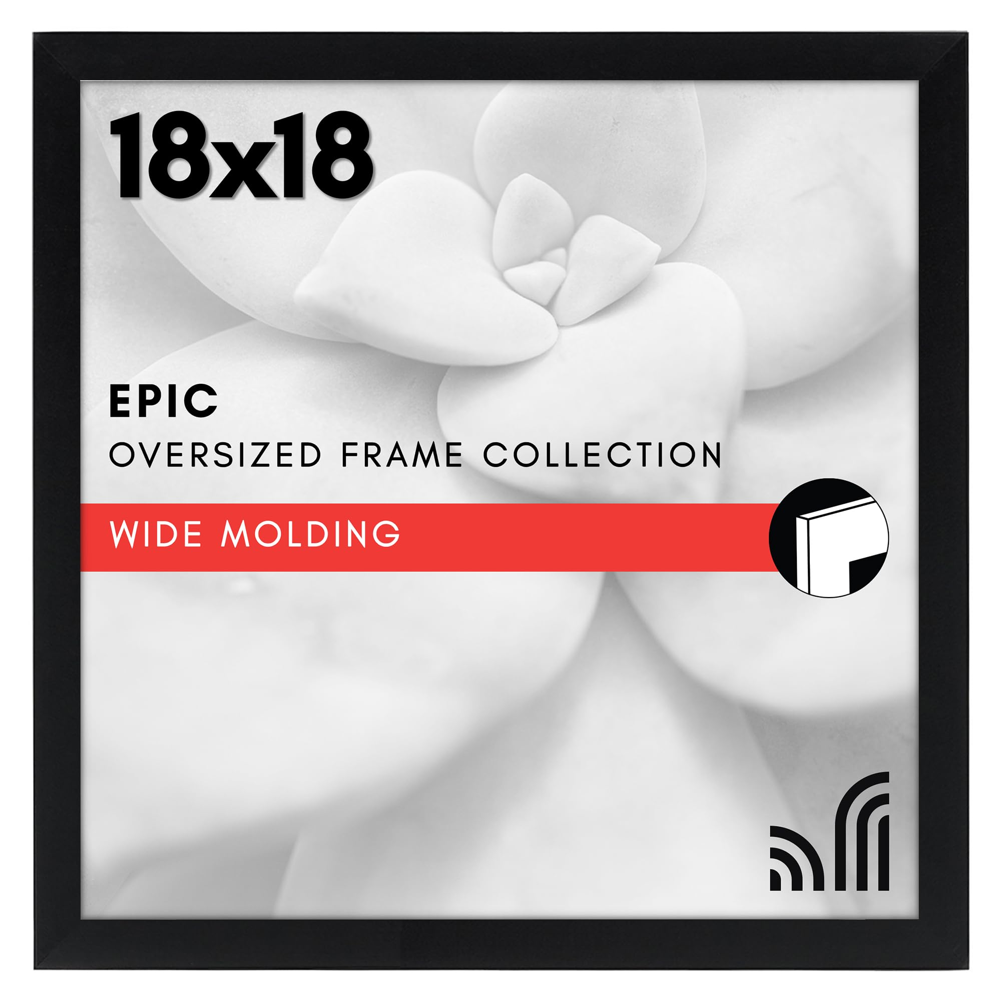 Americanflat 18x18 Picture Frame with Polished Plexiglass - Epic Collection - Square Picture Frame with Engineered Wood - Wide Photo Frames for Wall display - Black Image
