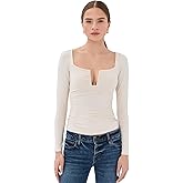 Susana Monaco Women's Square Wire Square Neck Gathered Long Sleeve