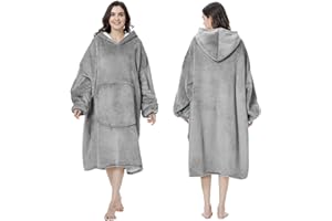 Wearable Blanket Hoodie, Oversized Blanket Sweatshirt Warm Cozy Hoodie Blanket with Giant Pocket for Adults