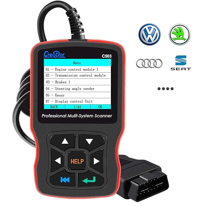CREATOR C503 OBD2 Diagnosegerät für VW Volkswagen/Audi/Skoda/Seat Motorlicht Überprüft EPB/ABS/SRS Codeleser mit OBD II-Kommu