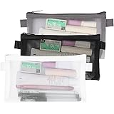 Toplive 3 Pieces Pencil Case Set, Clear Exam Pencil Pouch, Mesh Zipper Pen Pouch, Nylon Pencil Storage Pouch, Makeup Bag for 
