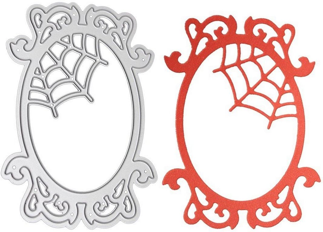 Ishua Mirror with Spider Web Cutting Dies Embossing Template for Scrapbook Card Album Making