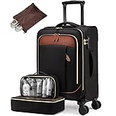 LOVEVOOK 4 Pcs Carry On Luggage 22x14x9 Airline Approved 20 Inch Underseat Carry on Suitcase for Women Men Softside Travel Luggage with Spinner Wheels and TSA Lock