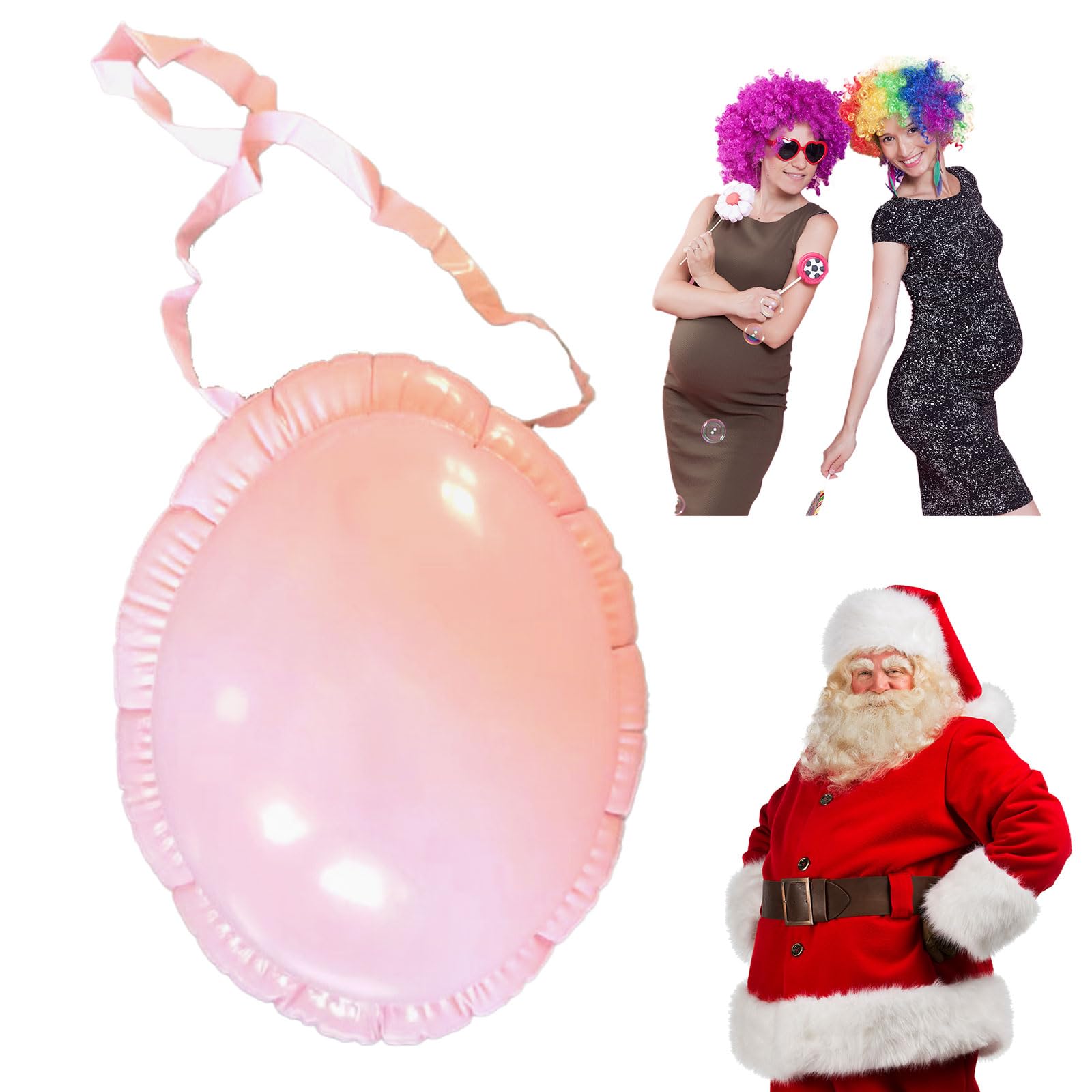 UILYNIU 2 Pack Santa Big Belly Inflatable, Fake Belly for Men Women, Fake Pregnancy Belly Beer Belly for Fancy Dress Cosplay Halloween Christmas Costume Accessories Stage Props (Pink)