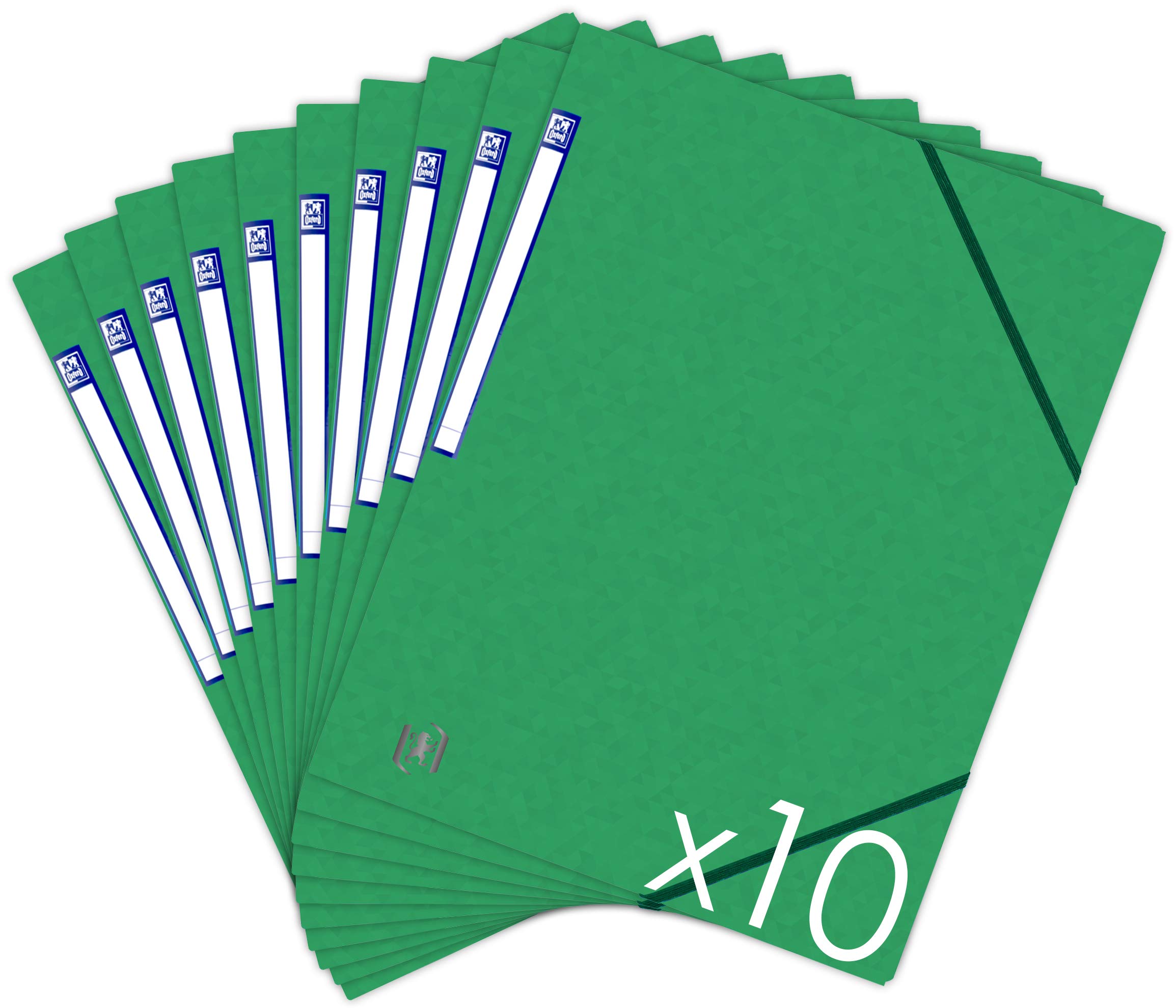 OXFORD TopFile+ Cardboard Folders Without Flaps with Elastic Bands A4 Pack of 10 Green