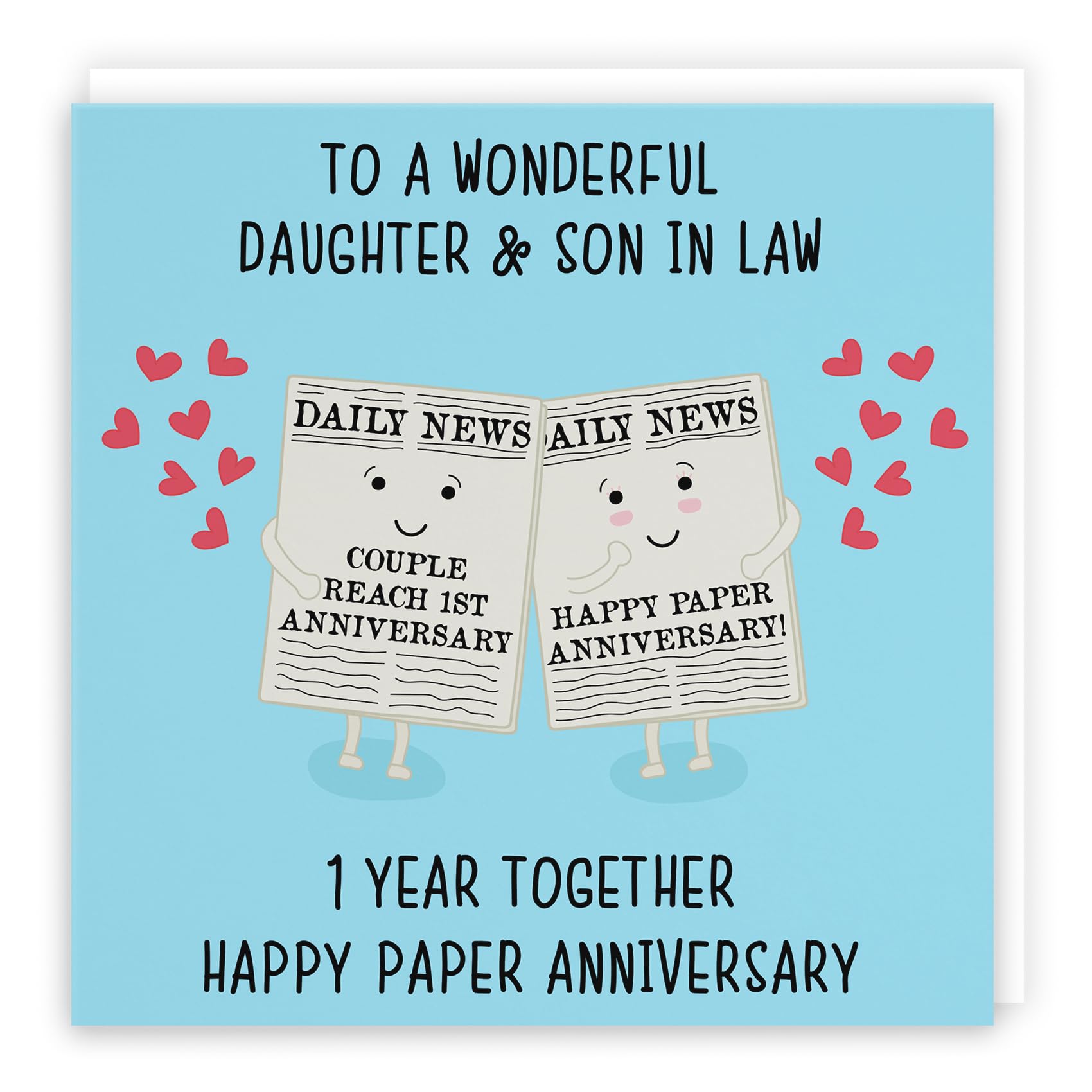 Hunts England - Daughter And Son In Law 1st Anniversary Card - Fun Cute Anniversary Card - 1 Year Together - Happy Paper Anniversary - Iconic Collection — image 1