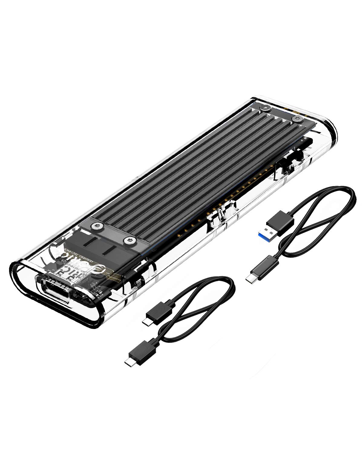 ORICO NVME M.2 to Type-C USB3.1 Gen2 10Gbps Transparent External Solid State Drive Adapter Enclosure for 2280 2260 2242 2230 PCI-E M2 M-Key SSD, USB Type C Converter Case (TCM2-Black)