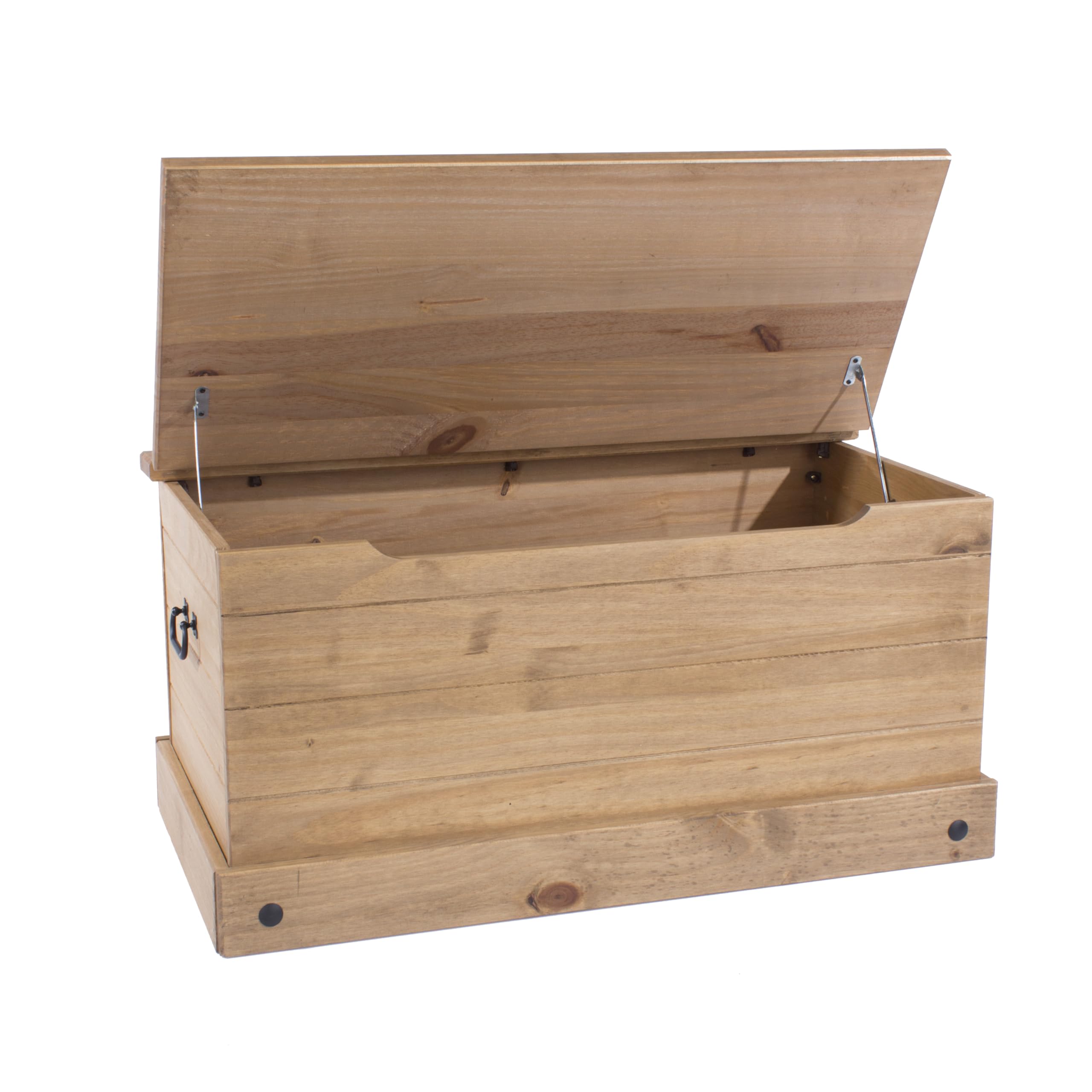 Home Source Solid Pine Wood Ottoman Storage Chest Bedding Box, Natural Finish