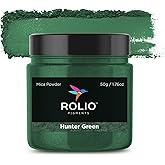 Rolio - Mica Powder - 1 Jar of Pigment for Paint, Dye, Soap Making, Nail Polish, Epoxy Resin, Candle Making, Bath Bombs, Slime - 50G / 1.76 oz (Hunter Green)