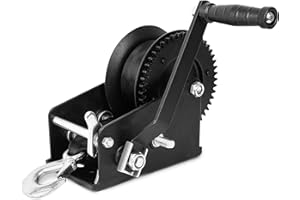 XPV AUTO Boat Trailer Winch 3500lbs Hand Winch with 33FT(10M) Black Strap, Hardened Steel Ratio 4:1/8:1 Gear, Forward & Reverse Ratcheting Waterproof for Boat Truck Trailer ATV
