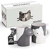 MIAMIO - Kissing Cat Mugs Set/Coffee Cups, Cat Lover Gifts for Men/Women