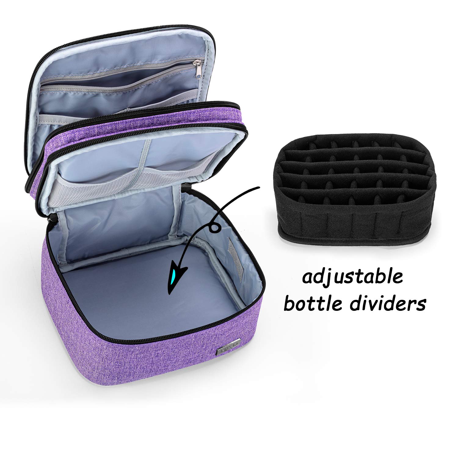 Luxja Essential Oil Carrying Case - Holds 30 Bottles (5ml-30ml, Also Fits for Roller Bottles), Double-Layer Organizer for Essential Oil and Accessories, Purple (Bag Only) : Beauty