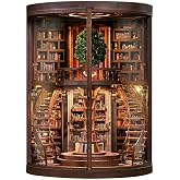 IBOHEYE Book Nook Wisdom Tree Library Miniature House Kit with Dust Cover | 3D Wooden Puzzle DIY Building Kit, Light‑Up Mini Micro Bookshelf Decor, Durable Wood, Ideal Gift for Adults &amp; Teens Hobbyists