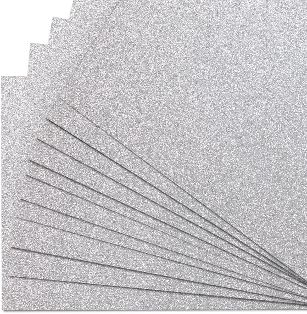 Springboard Supplies Silver Glitter A4 Card Sheets 10 Pack 290gsm