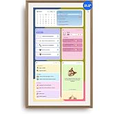 Apolosign 21.5-inch Digital Calendar, No-Subscription, Smart Wall Planner with Calendar Sync, Chore Chart, Meal, Apps &amp; Dashboard, Electronic Touchscreen Display for Family Schedules, Dual Mode (Teak)