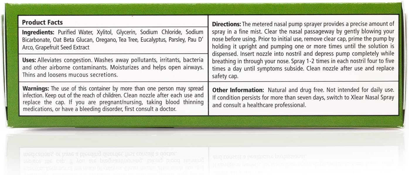 Xlear Rescue Nasal Spray with Xylitol, All-Natural Saline Nasal Spray for Sinus Rinse & Sinus Relief 1.5 Fl Oz: Health & Personal Care