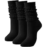 Women's Slouch Socks-Cotton Blend Scrunch Crew Socks, Retro 80s Style Thigh High Boot Socks for Casual Wear