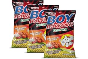 Boy Bawang Cornick, Hot Garlic - Crispy Tasty & Gluten-Free Corn Nuts 3.54 ounces (100g), 3 Pack