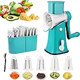 Luckore Rotary Cheese Graters, 5 in 1 Cheese Grater with Handle Latest Upgrade Cheese Slicer with 5 Stainless Steel Drum Blad