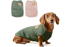 COOHAMS 2 Pack Shirts for Cat, Small & Medium Dog Clothes, Waffle-Knit Puppy Shirts, Lightweight, Breathable, Stretchy Pet Cl