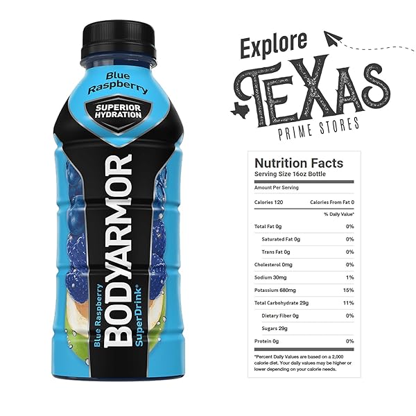 BODYARMOR – UNIQUE OUTLET BUNDLE: 16-PACK OF BLUE RASPBERRY SPORTS DRINK POTASSIUM-PACKED ELECTROLYTES 16 FL OZ PLASTIC BOTTLE + 1 UTILITY PROP.