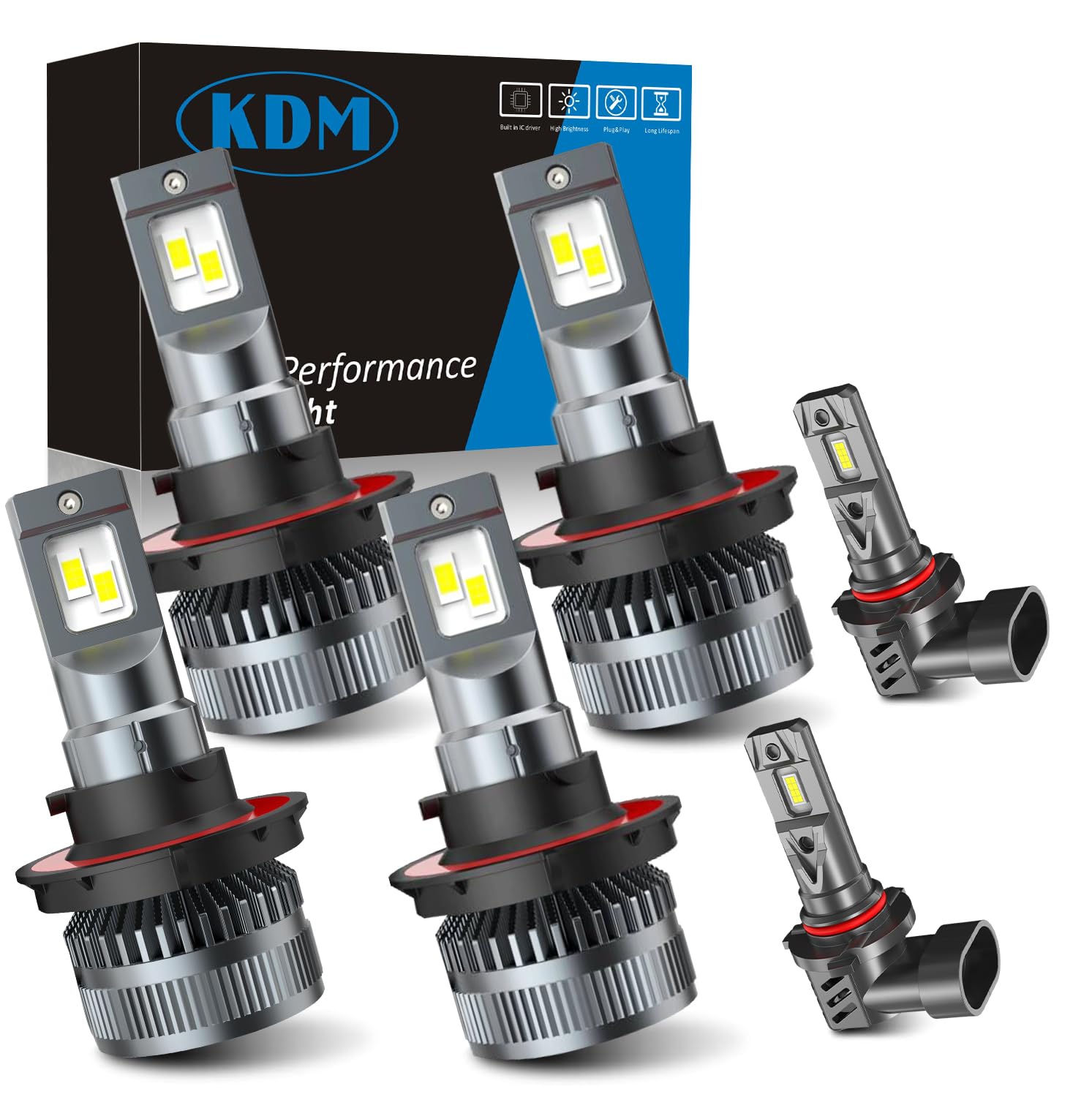 Photo 1 of KDM Combo Bulbs Pack,100W High Power 600% Brightness CSP Chip Fit for Ford F250 F350 F450 Super Duty 2005-2022,6000K White High/Low Beam Fog Light Replacement Blubs,6 Pack