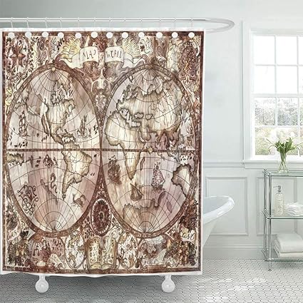 Amazon Com Emvency Waterproof Fabric Shower Curtain Hooks Vintage