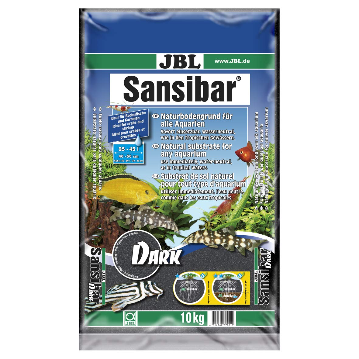 JBL Sansibar DARK 10 kg, Dark substrate for freshwater and saltwater aquariums